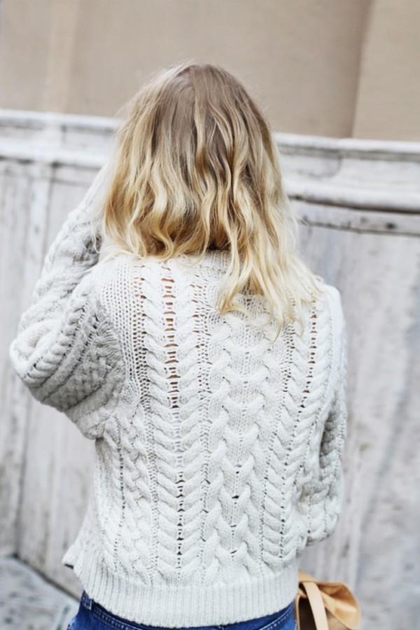 Chunky white clearance cable knit sweater