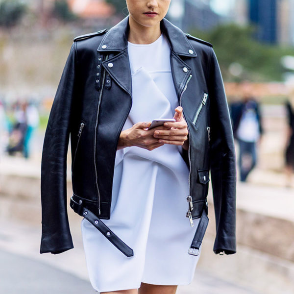 leather-jacket-white-shift-dress