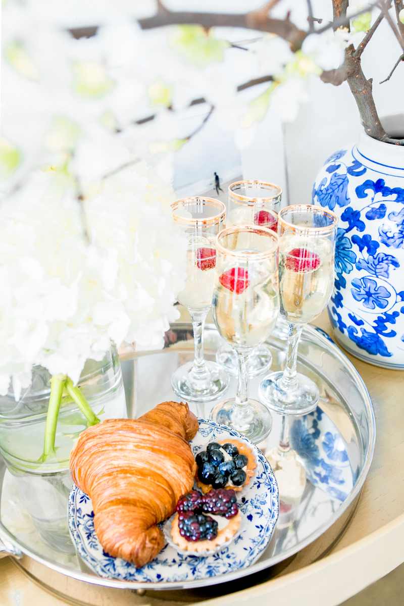 Gold-Bar-Cart-Silver-Tray-Champagne-White-Hydrangeas