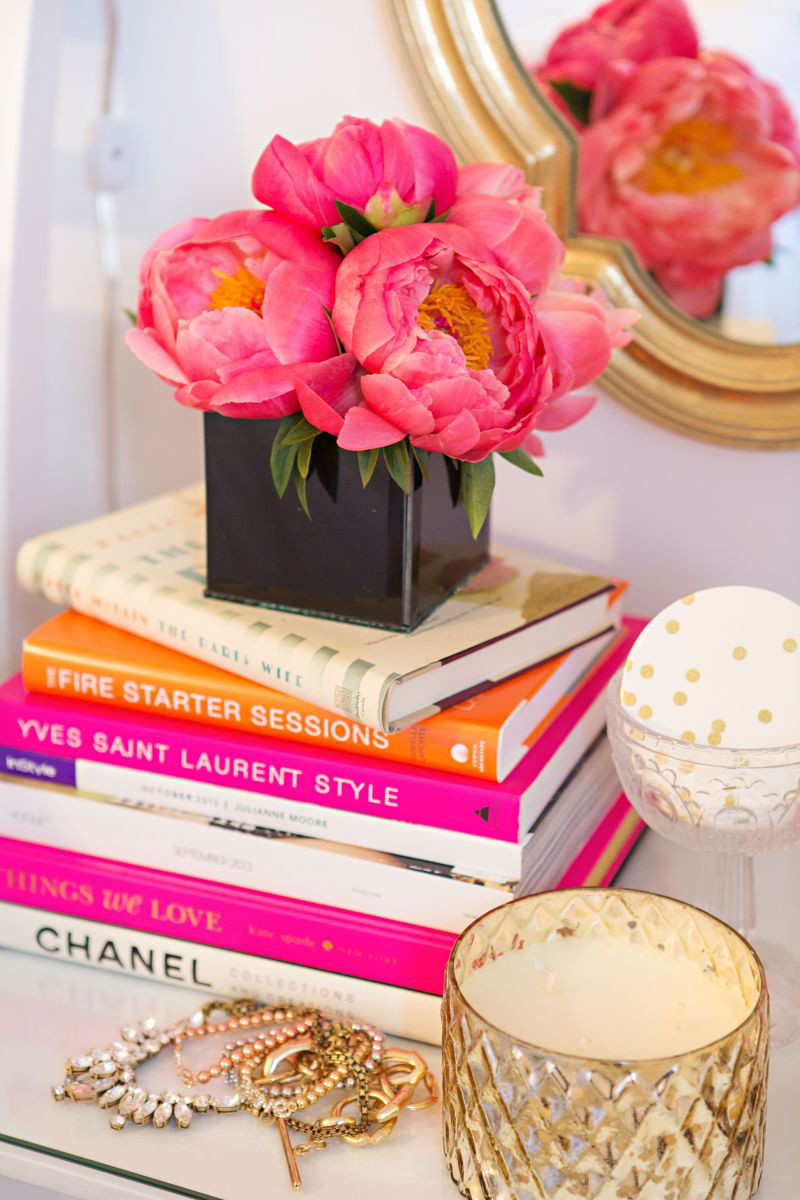 coffee table books pink peonies - Lauren Nelson