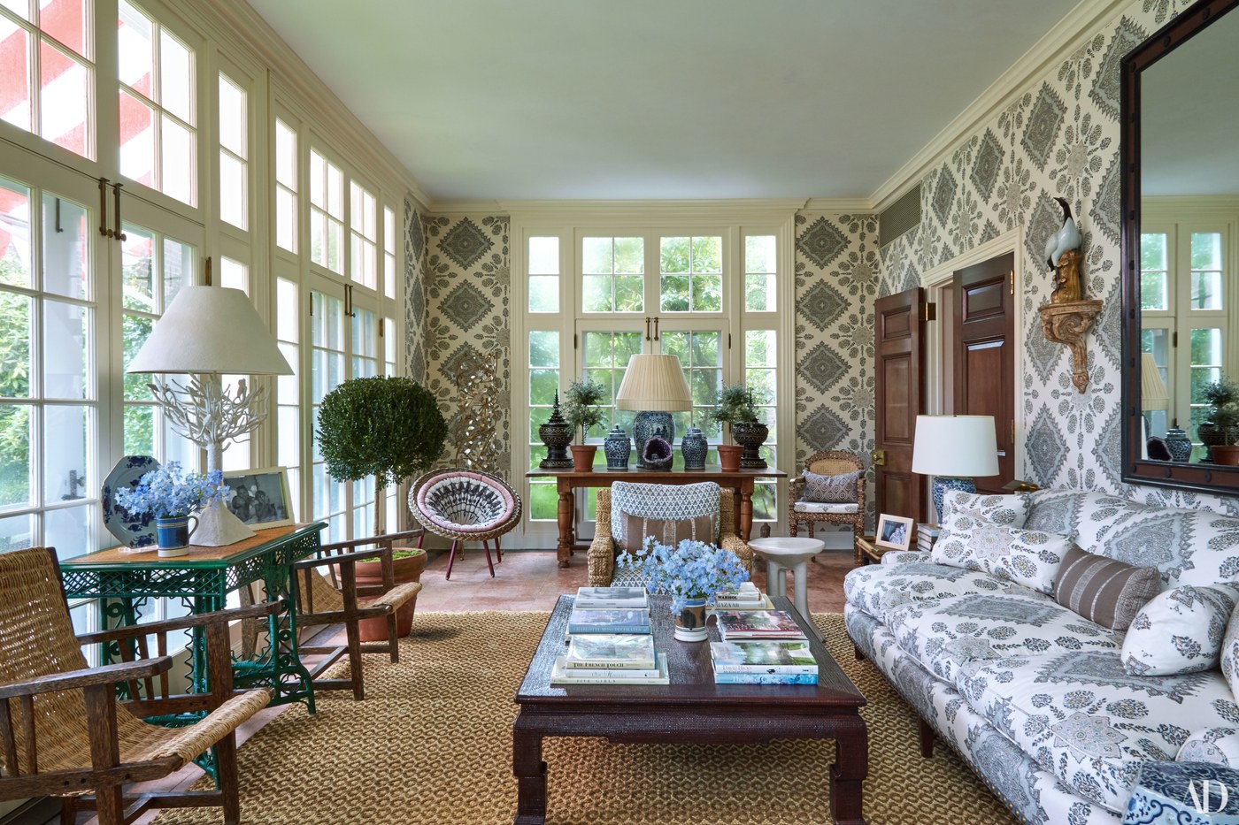 Rattan-Chairs-Sisal-Rug-Traditional-Home-Arch-Digest-Tory-Burch - Lauren  Nelson